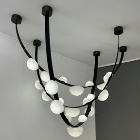 Dew Drops Alabaster LED Chandelier – Black White Warm Light
