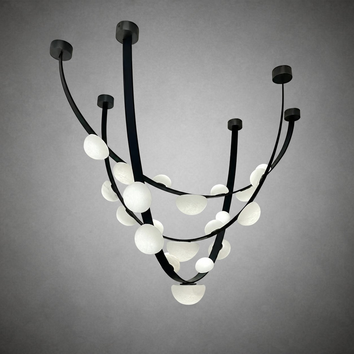 Dew Drops Alabaster LED Chandelier – Black White Warm Light