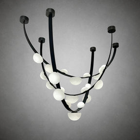 Dew Drops Alabaster LED Chandelier – Black White Warm Light