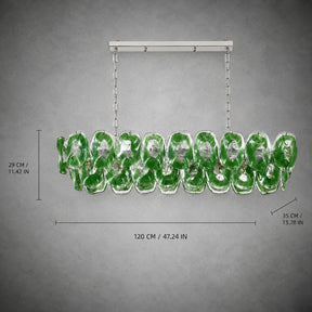 Chandelier Sculptural Green Glass Linear Style