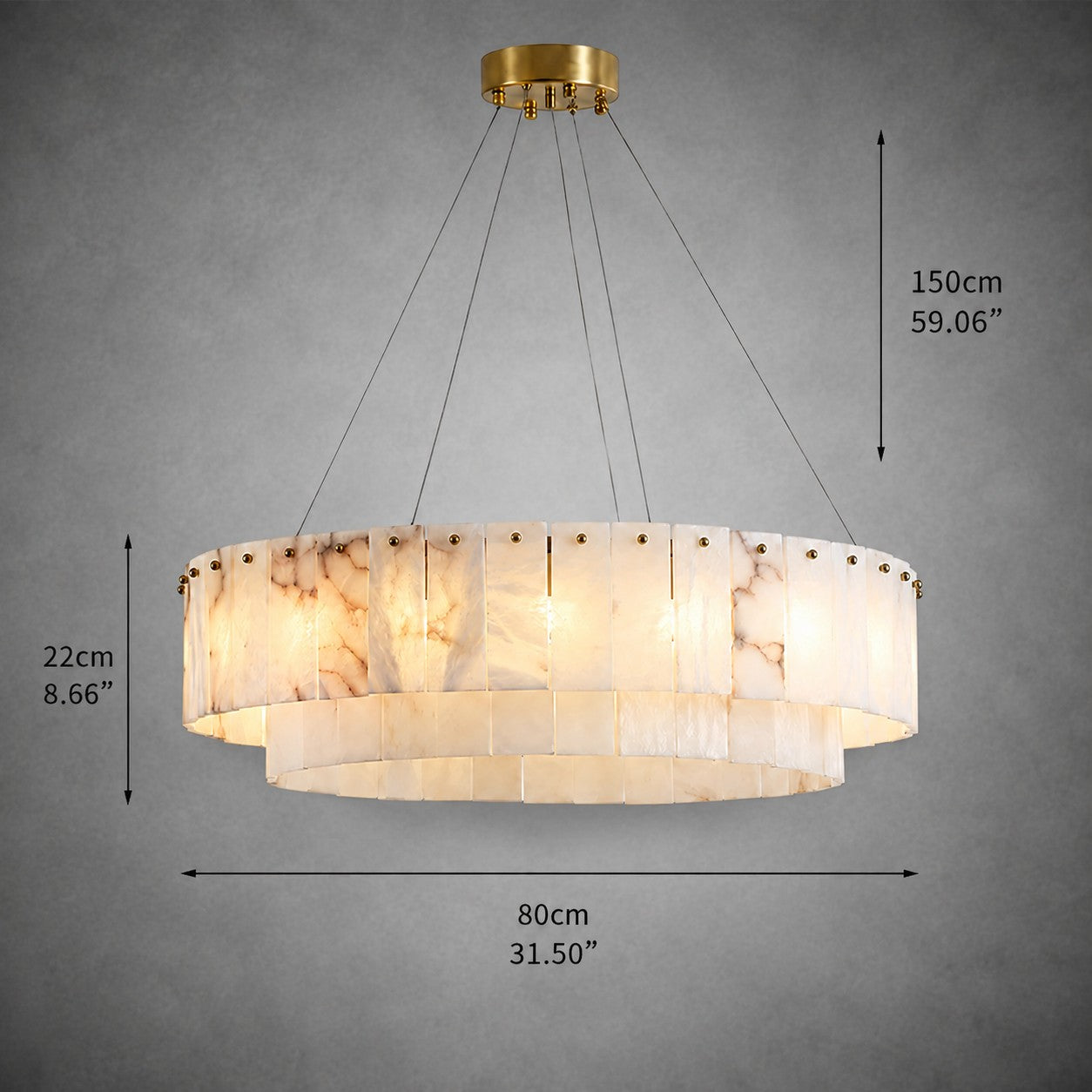 Solenne  Dining Room Chandelier  Spanish Alabaster Tiered Style