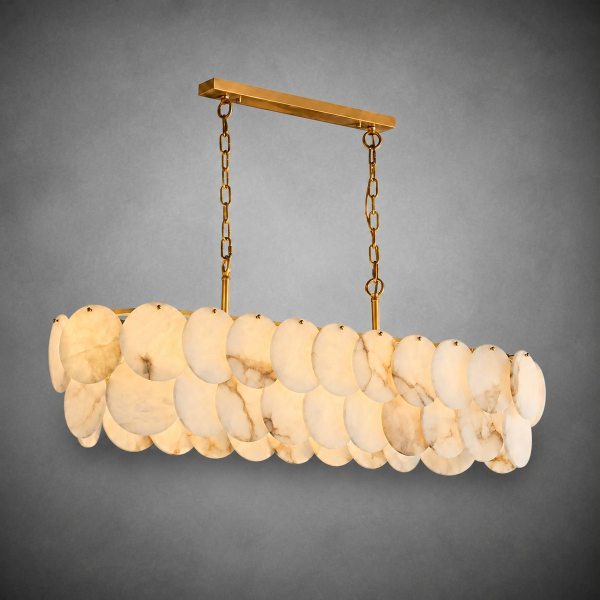 Chandelier Linear  French Art Deco Spanish Alabaster