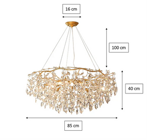 Doris Round Modern Branch Chandeliers - Diameter 67 cm x Height 40 cm / Warm Light
