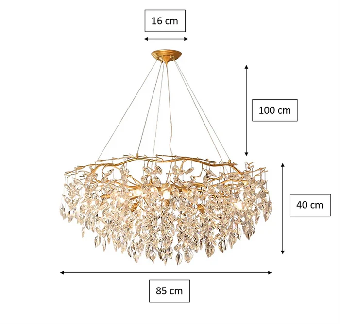 Doris Round Modern Branch Chandeliers - Diameter 67 cm x Height 40 cm / Warm Light