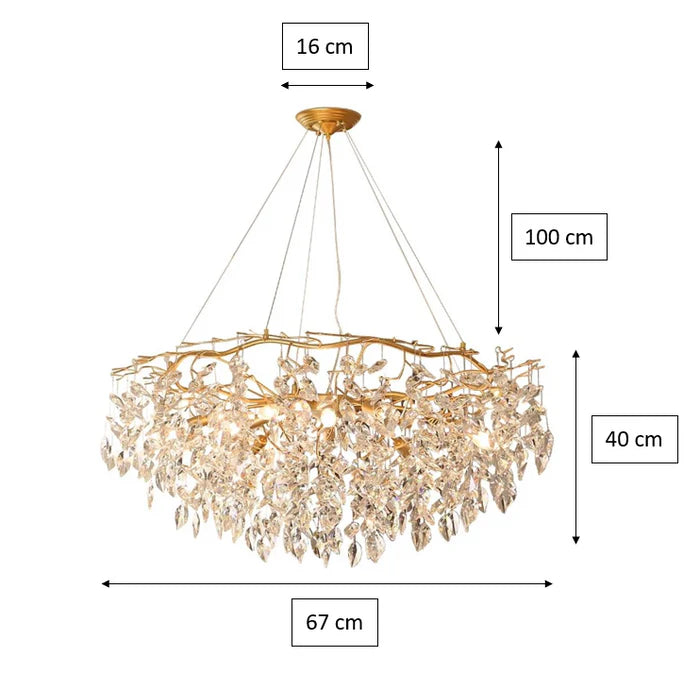Doris Round Modern Branch Chandeliers - Diameter 67 cm x Height 40 cm / Warm Light