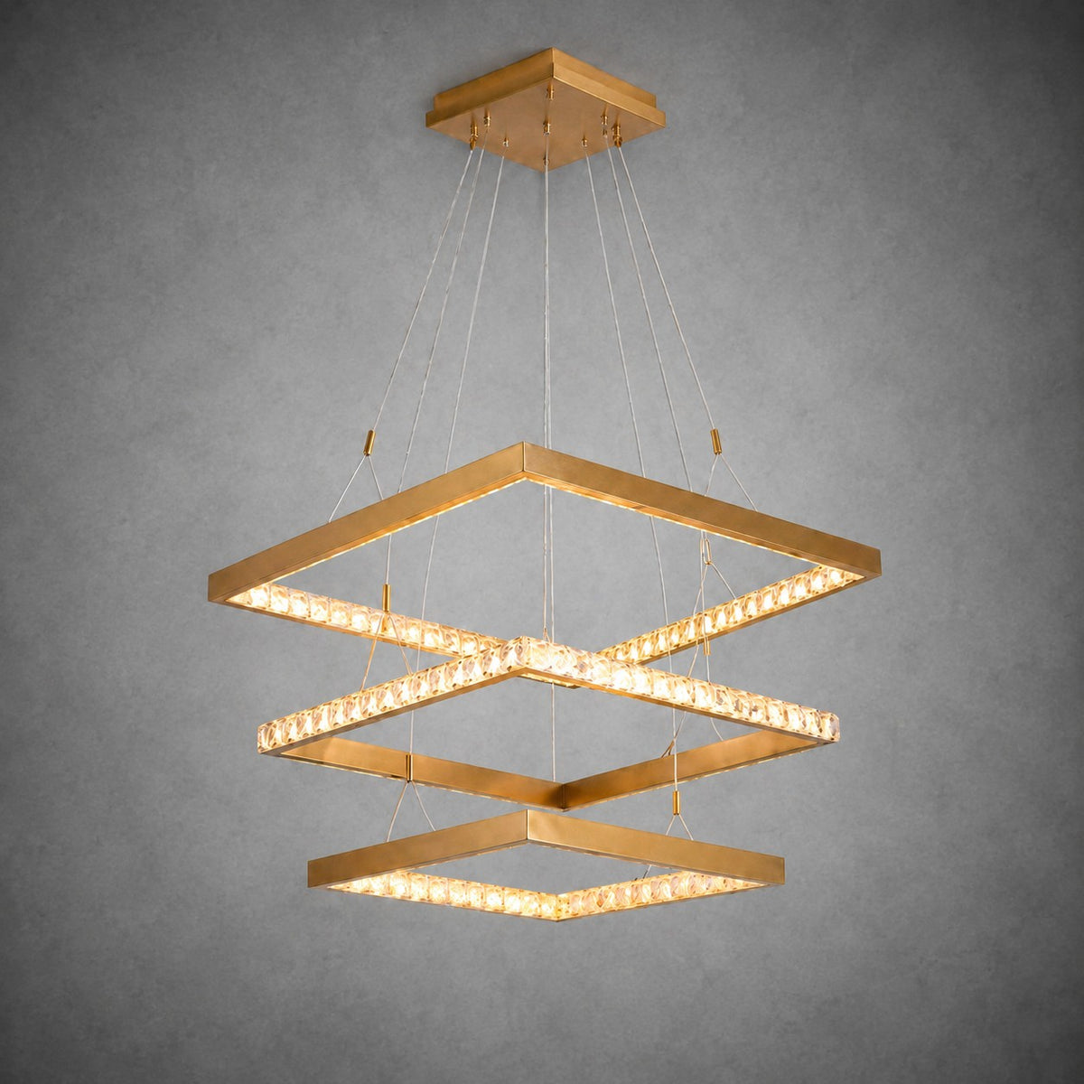 Drake Triple-Tier Square Crystal Chandelier 40.9" W