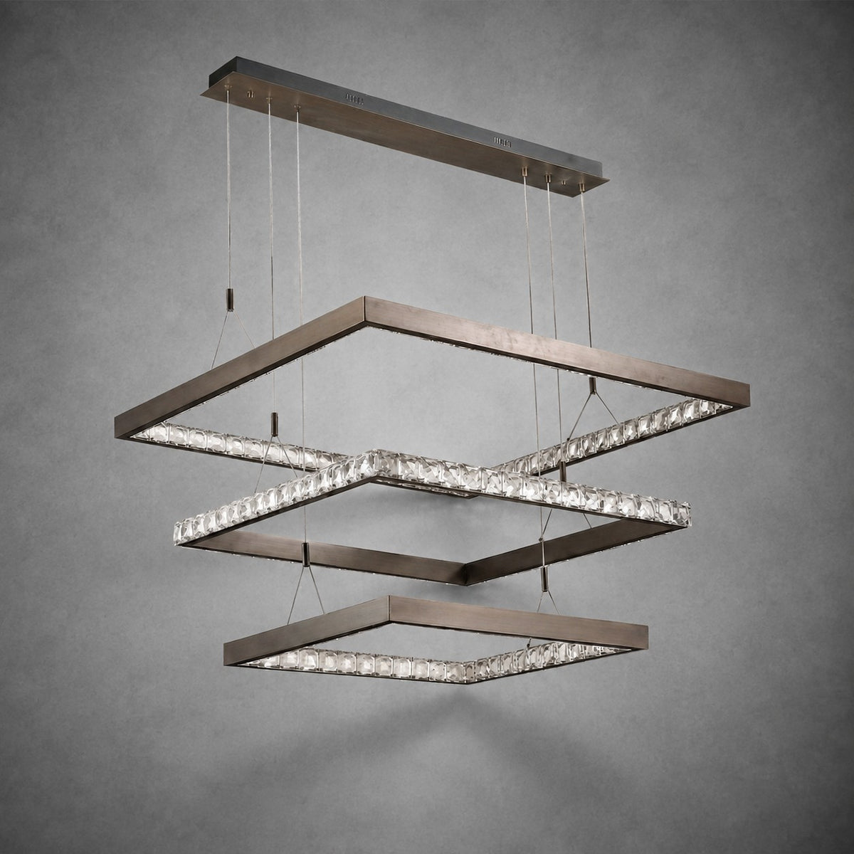 Drake Triple-Tier Square Crystal Chandelier 40.9" W