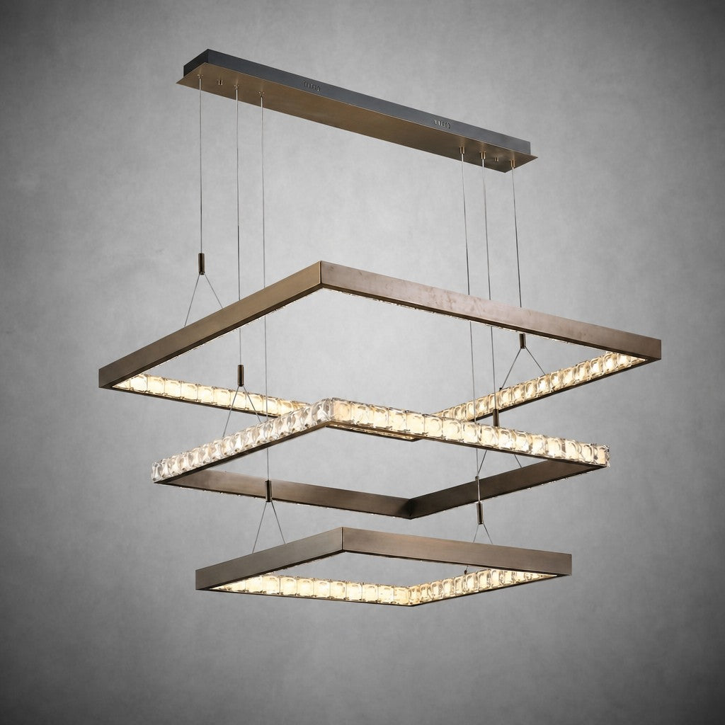 Drake Triple-Tier Square Crystal Chandelier 40.9" W