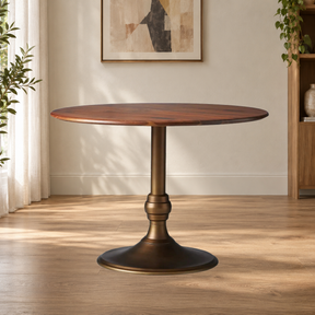 Round Wood Bistro Table, Cast Iron Base