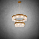 Ice Bloom Glass Two-Tier Chandelier D800+D500 - Copper