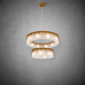 Ice Bloom Glass Two-Tier Chandelier D800+D500 - Copper