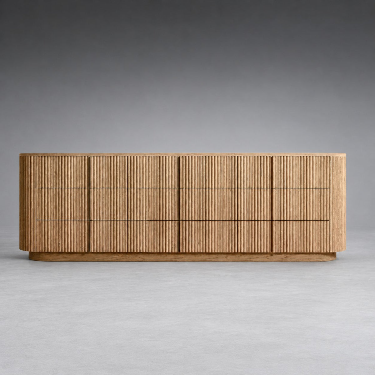 Reeded Oak Dresser with Curved Contours
