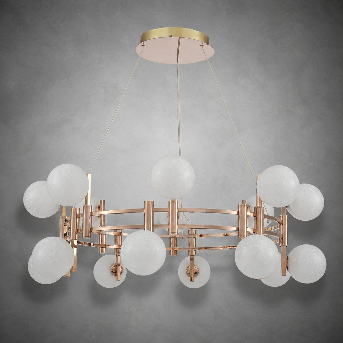 Callisto Frosted Glass Globe Round Chandelier 39.4"