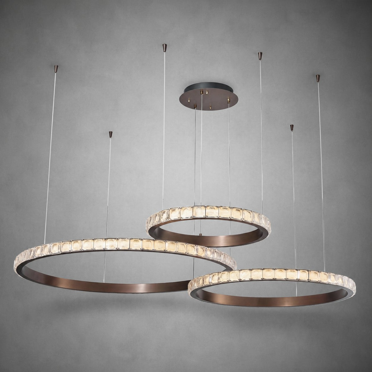 Drake Triple-Ring Crystal Chandelier