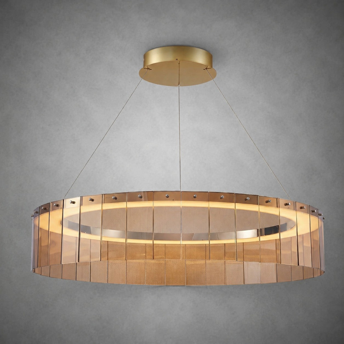 Dalton Glass Circular Chandelier 39"