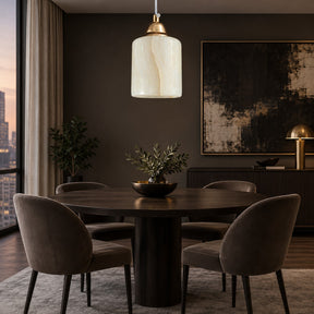 Modern Sculptural Jade Stone Pendant Light – Set of 3