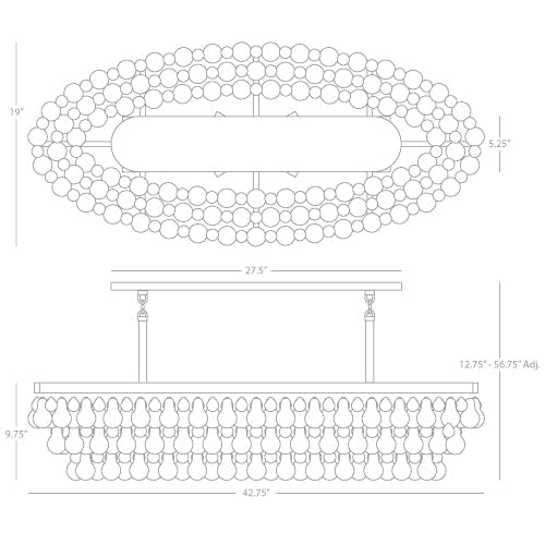 Eamon Glass Oval Chandelier 42.75''W