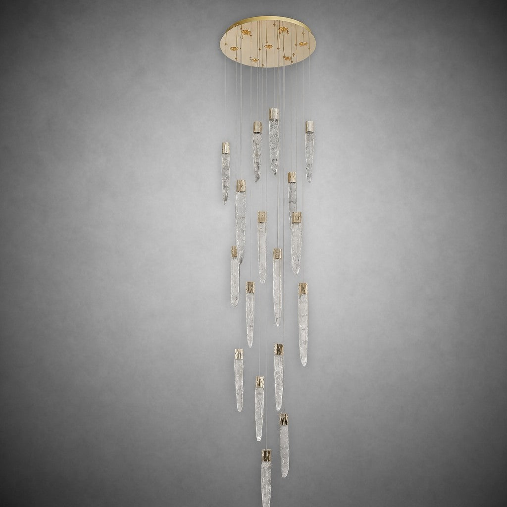Halsey Icicle Crystal Glass Stairwell Chandelier 47" D