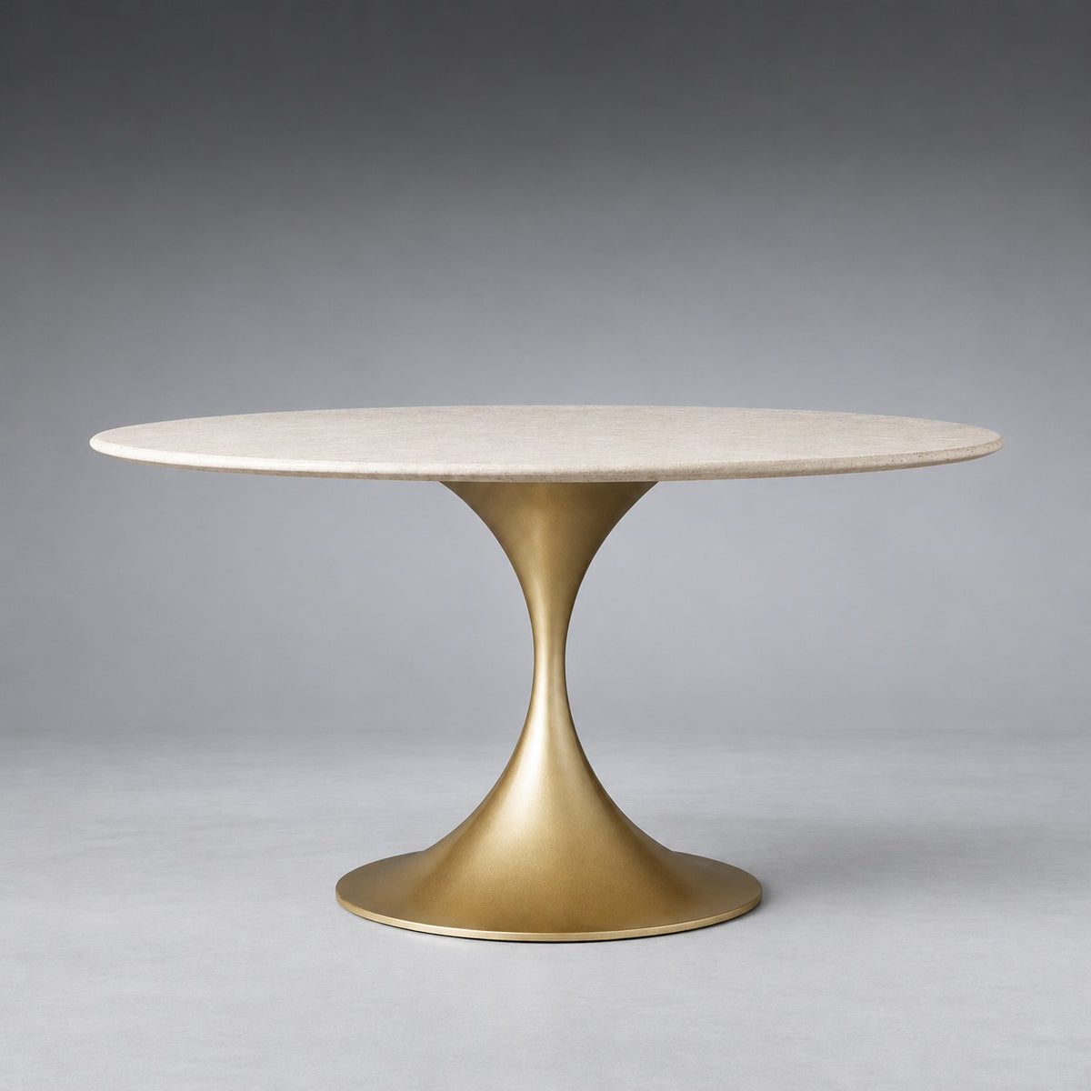 Round Stone-Top Steel-Base Dining Table