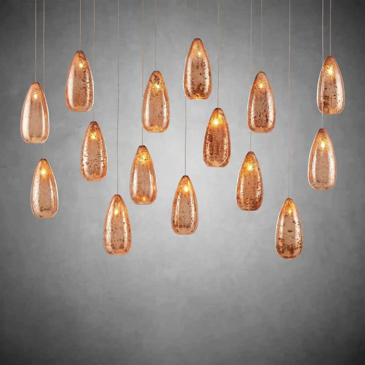 Edda Linear Teardrop Mercury Glass Chandelier – 48" & 54" Options