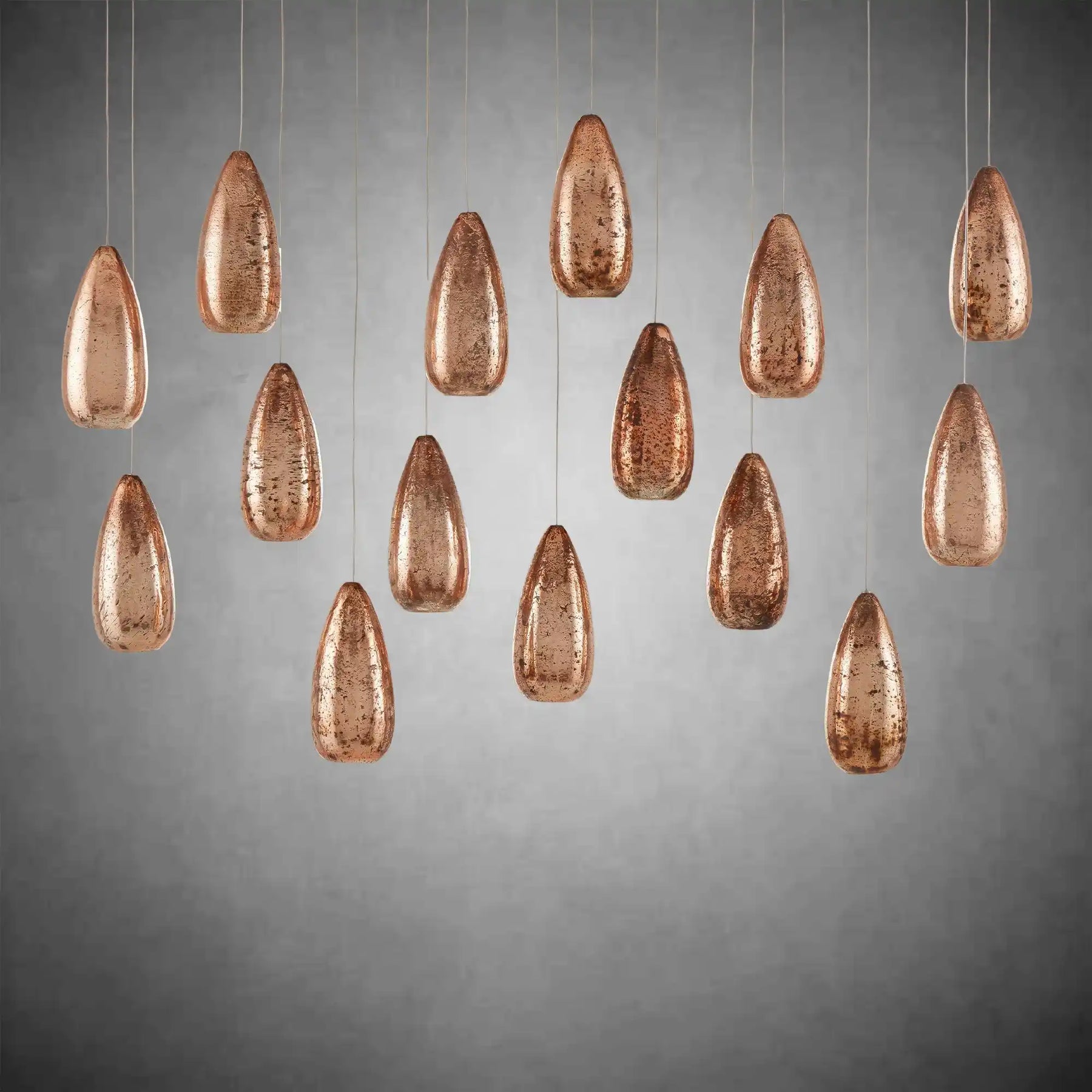 Edda Linear Teardrop Mercury Glass Chandelier – 48" & 54" Options