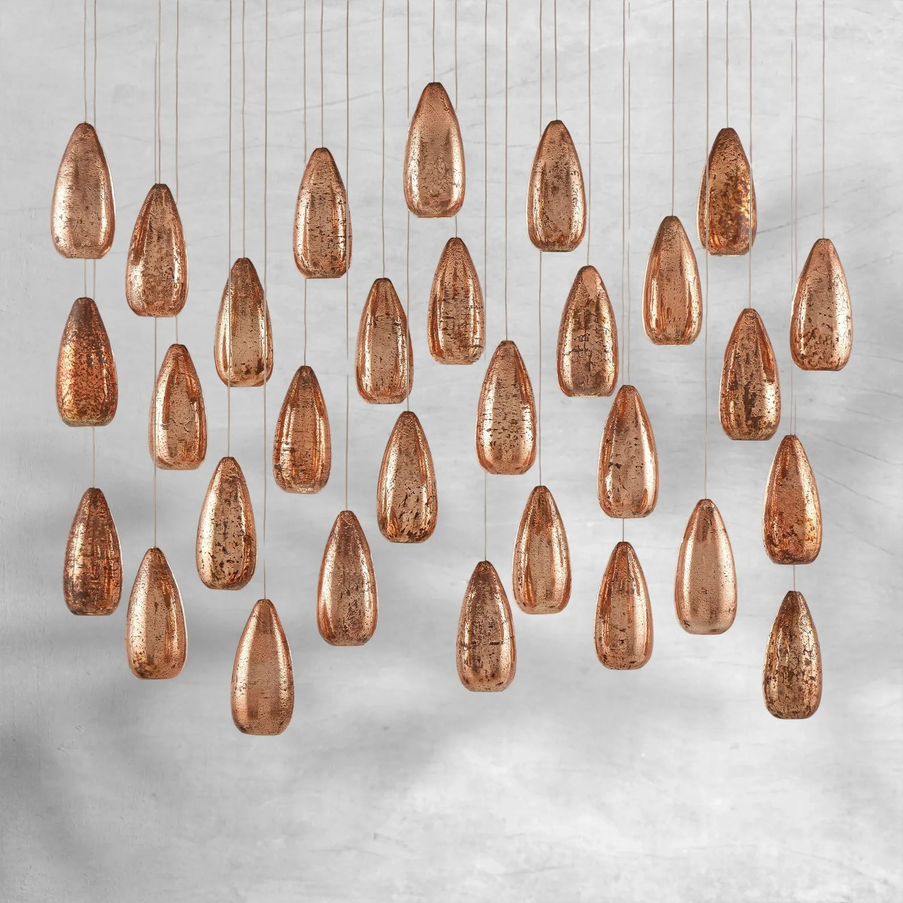 Edda Linear Teardrop Mercury Glass Chandelier – 48" & 54" Options