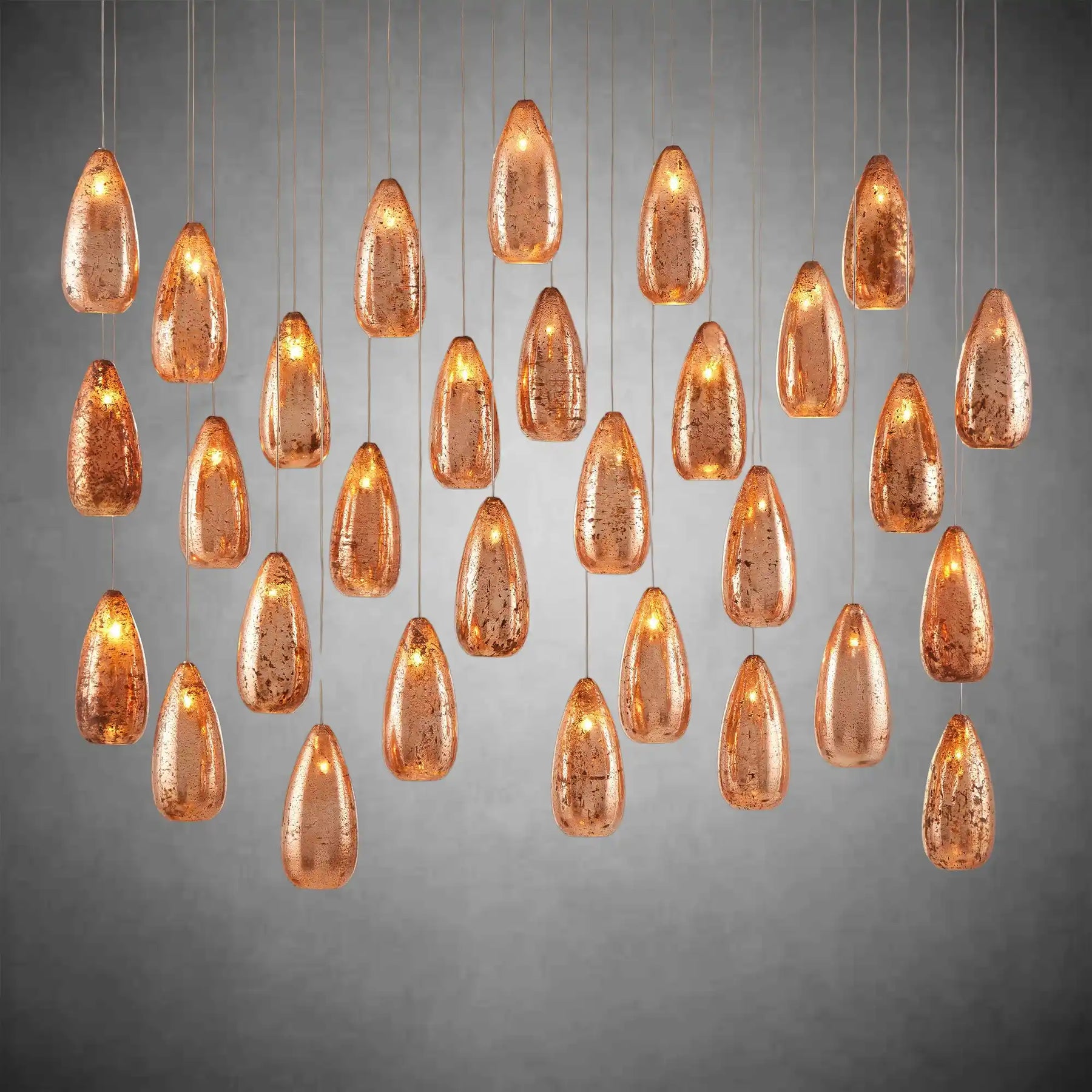 Edda Linear Teardrop Mercury Glass Chandelier – 48" & 54" Options