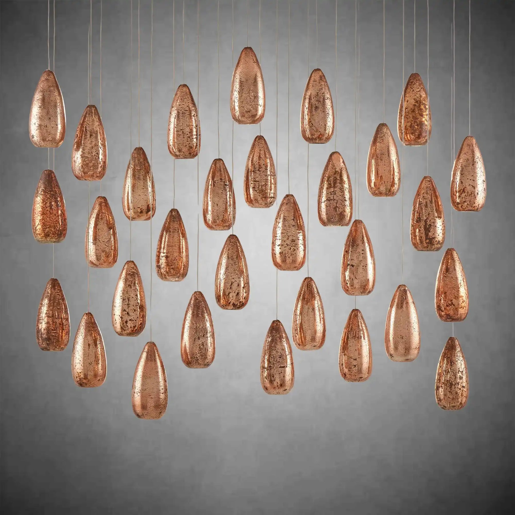 Edda Linear Teardrop Mercury Glass Chandelier – 48" & 54" Options
