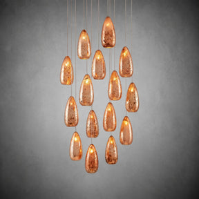 Edda Round Teardrop Mercury Glass Chandelier – 23” & 35” Options