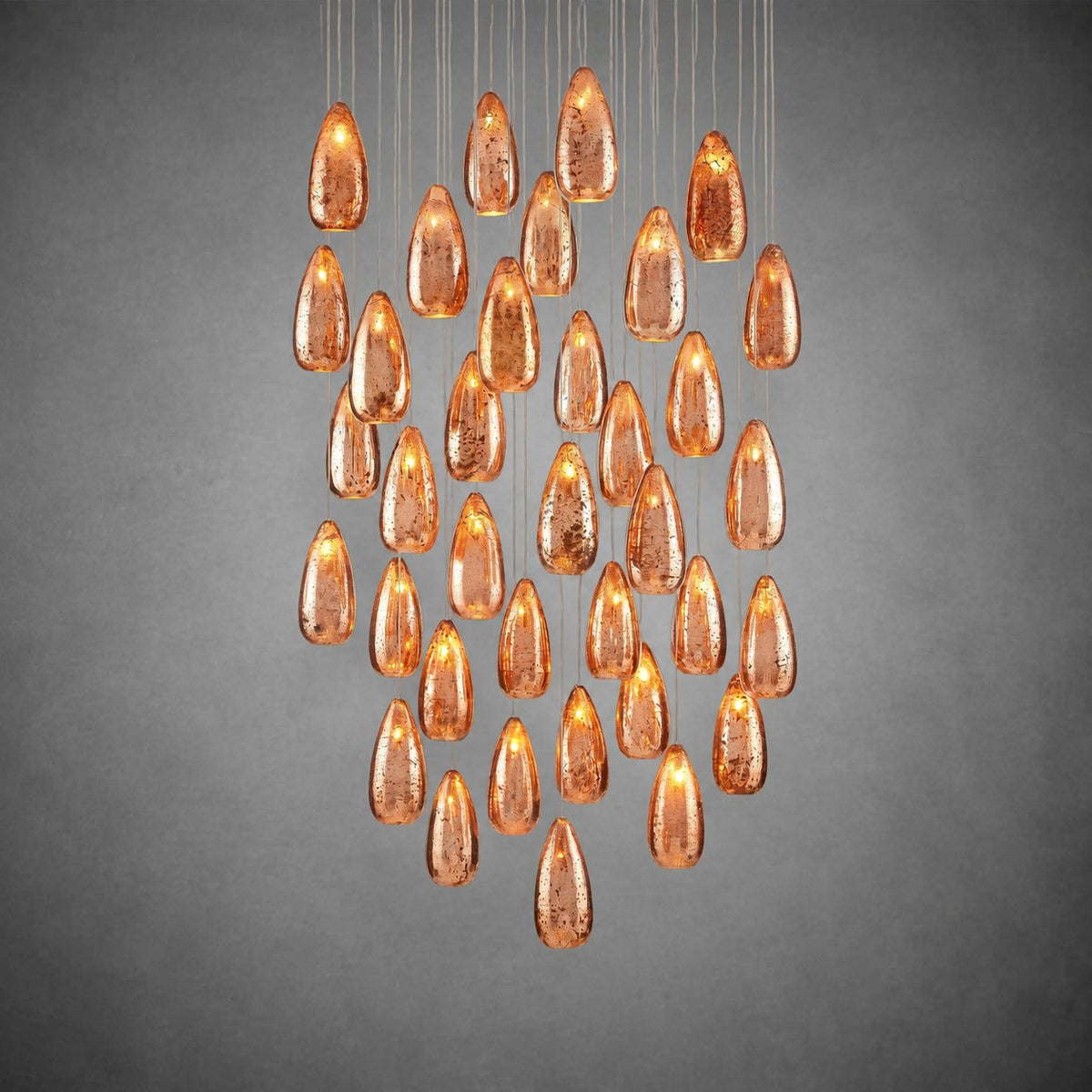 Edda Round Teardrop Mercury Glass Chandelier – 23” & 35” Options