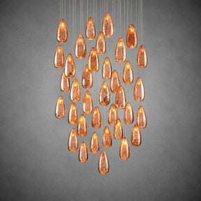 Edda Round Teardrop Mercury Glass Chandelier – 23” & 35” Options