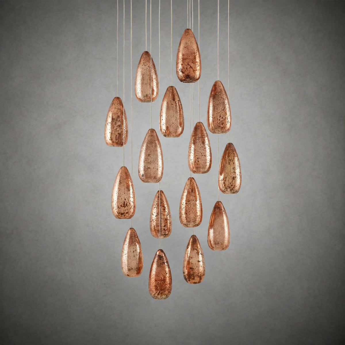 Edda Round Teardrop Mercury Glass Chandelier – 23” & 35” Options