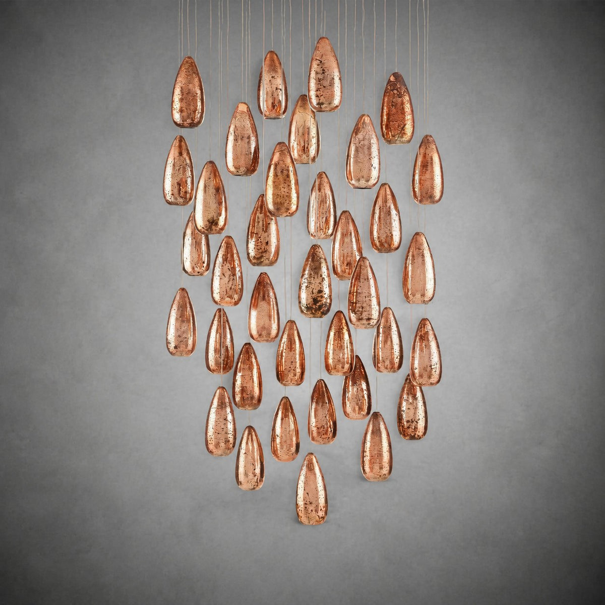 Edda Round Teardrop Mercury Glass Chandelier – 23” & 35” Options