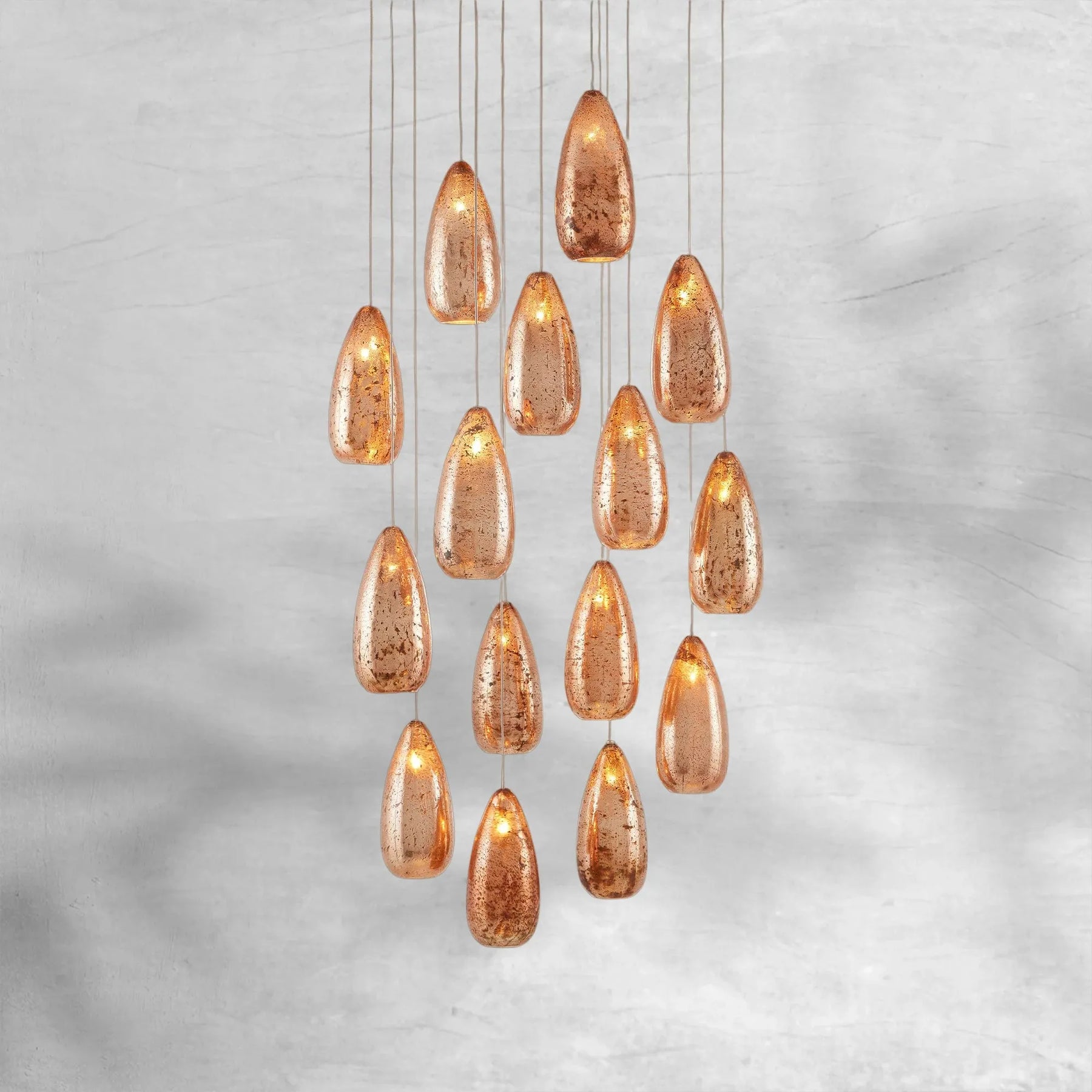 Edda Round Teardrop Mercury Glass Chandelier – 23” & 35” Options