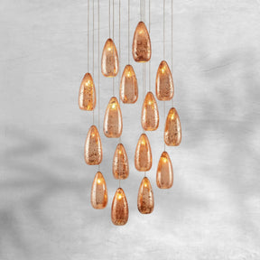Edda Round Teardrop Mercury Glass Chandelier – 23” & 35” Options