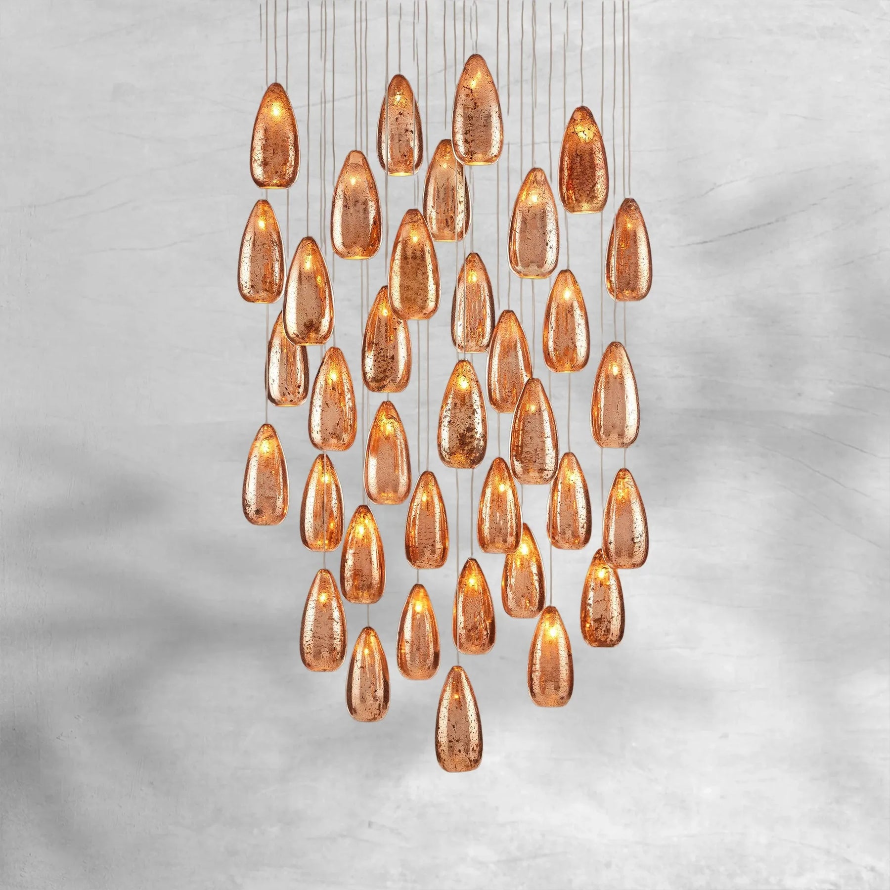 Edda Round Teardrop Mercury Glass Chandelier – 23” & 35” Options