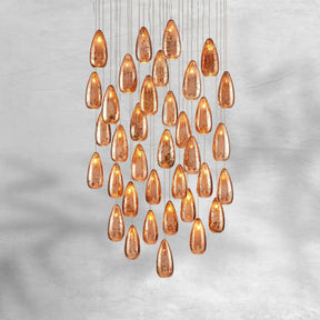 Edda Round Teardrop Mercury Glass Chandelier – 23” & 35” Options