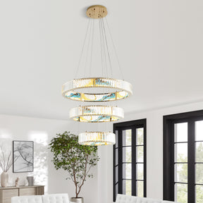 Sharyn Colorful Three Tiers  Round Crystal Chandelier