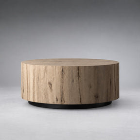 Oak Wood Round Plinth Coffee Table