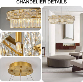 Elegant 31‑Inch Gold Crystal Chandelier with 12 Adjustable Lights