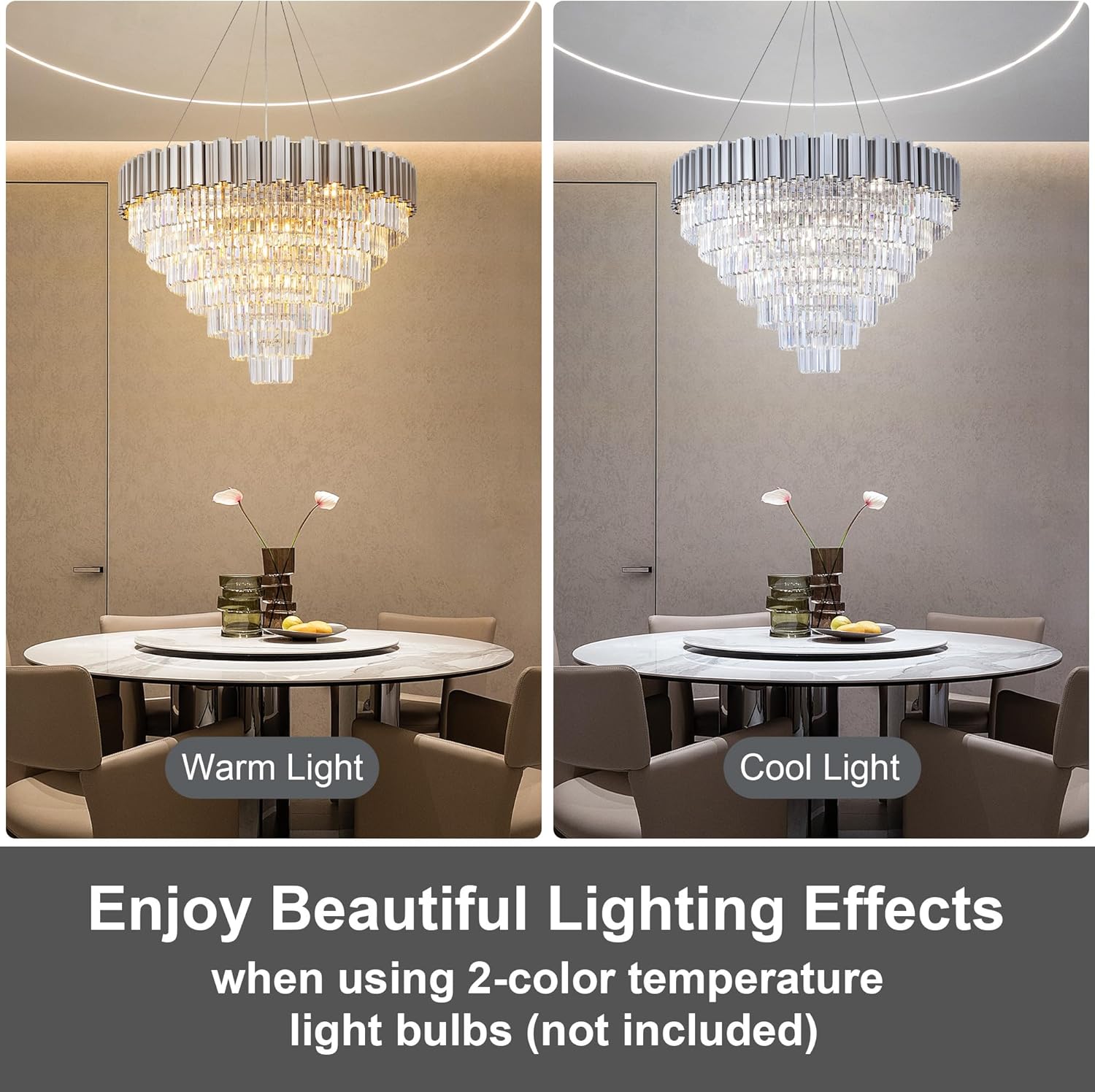 Elegant 7‑Tier 39" Silver Crystal Chandelier – 21‑Light Luxury K9 Fixture