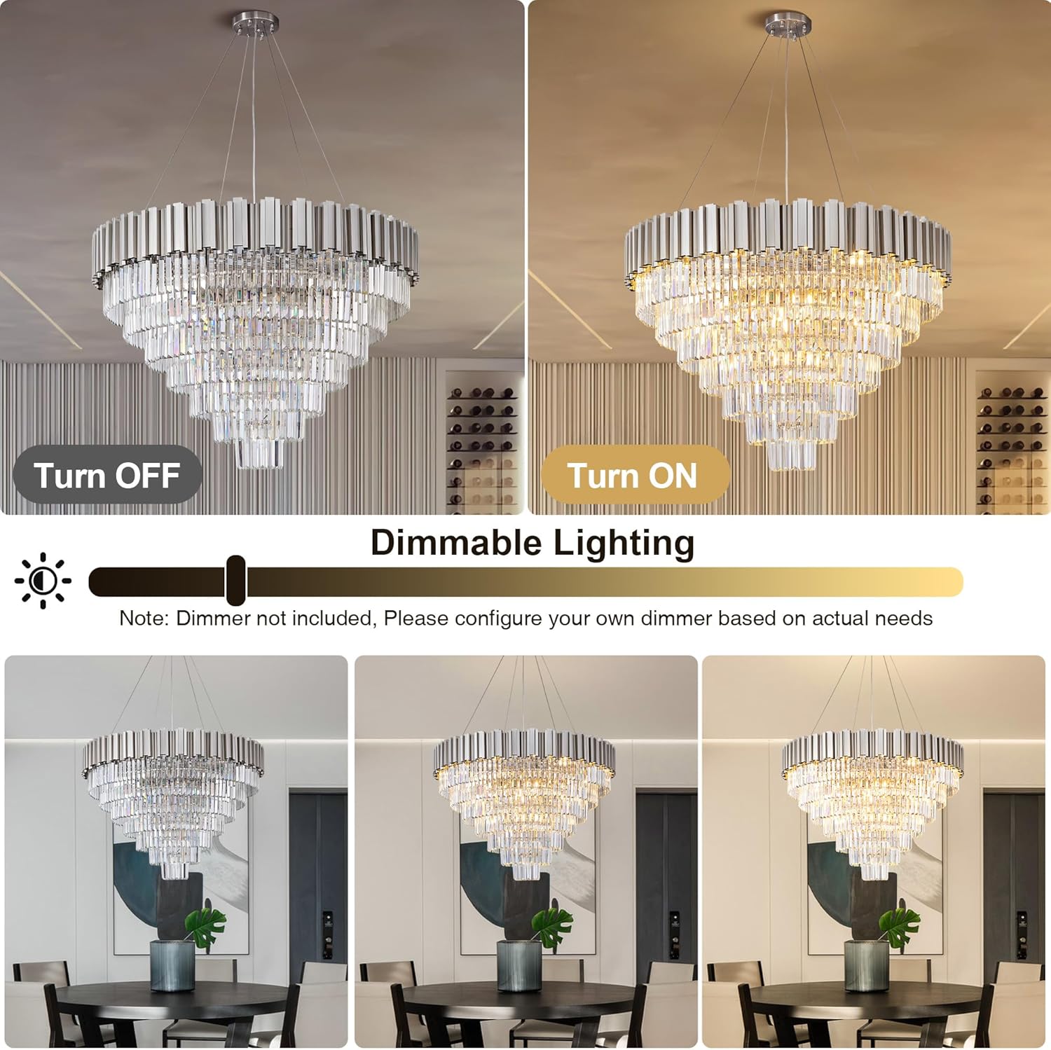Elegant 7‑Tier 39" Silver Crystal Chandelier – 21‑Light Luxury K9 Fixture