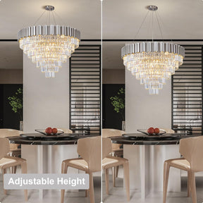 Elegant 7-Tier 39" Silver Crystal Chandelier with 21 Lights