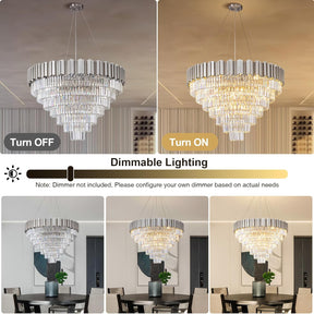 Elegant 7-Tier 39" Silver Crystal Chandelier with 21 Lights