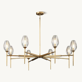 Elegant 8-Light Brass Crystal Chandelier with Gold Finish 54in Round