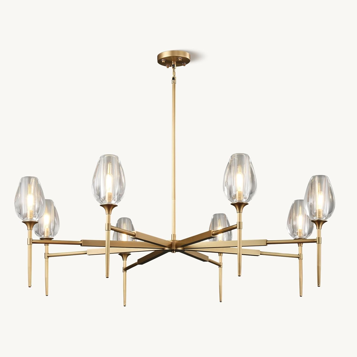 Elegant 8-Light Brass Crystal Chandelier with Gold Finish 54in Round