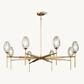 Elegant 8-Light Brass Crystal Chandelier with Gold Finish 54in Round