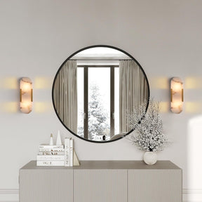 Elegant Alabaster Wall Sconces (Set of Two) - Natural Marble Brass Lighting