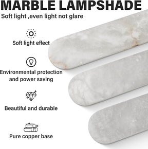 Elegant Alabaster Wall Sconces (Set of Two) - Natural Marble Brass Lighting