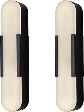 Elegant Alabaster Wall Sconces Set of Two with Brass Finish, 19.7''